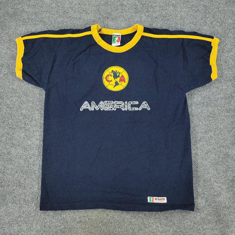 FMF Oficial Shirt Men's Large Blue CA Futbol Patch Logo Graphic Tee Short Sleeve